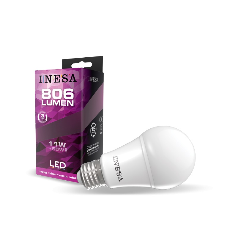 Слика од продуктот INESA LED A60 11W 806lm 3000K E27 180°